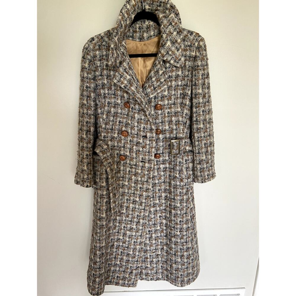 Vintage 70's ILGWU Union Made Women Wool Tweed Coat Jacket Made In USA